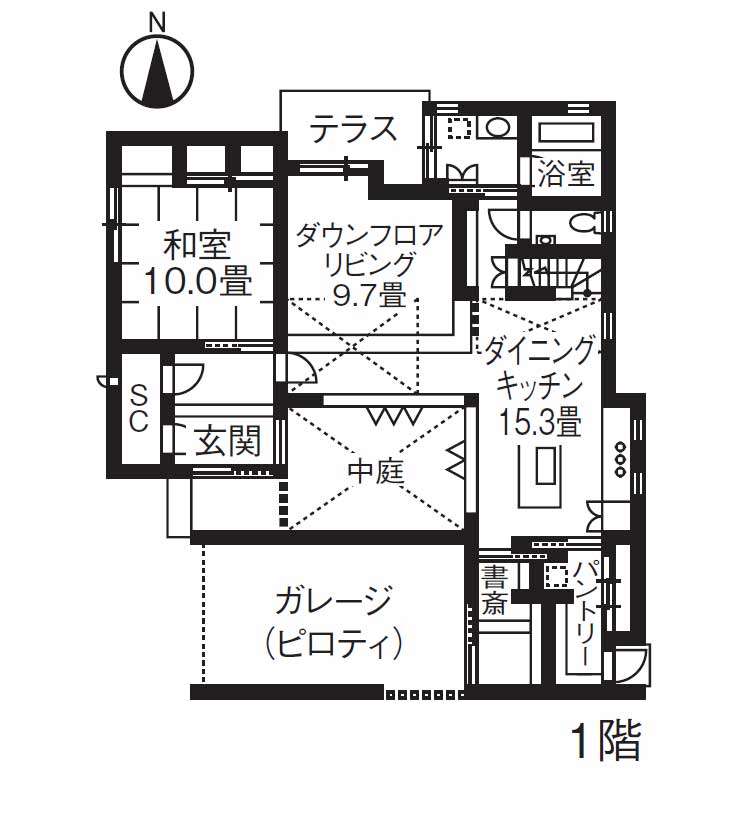 アウトドアリビングのある家 外観・内観・間取り