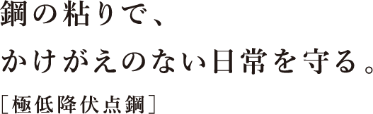 鋼の粘りで、かけがえのない⽇常を守る。［極低降伏点鋼］