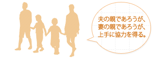 夫の親であろうが、 妻の親であろうが、 上手に協力を得る。 