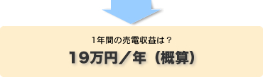 1年間の売電収益は？　19万円／年（概算）