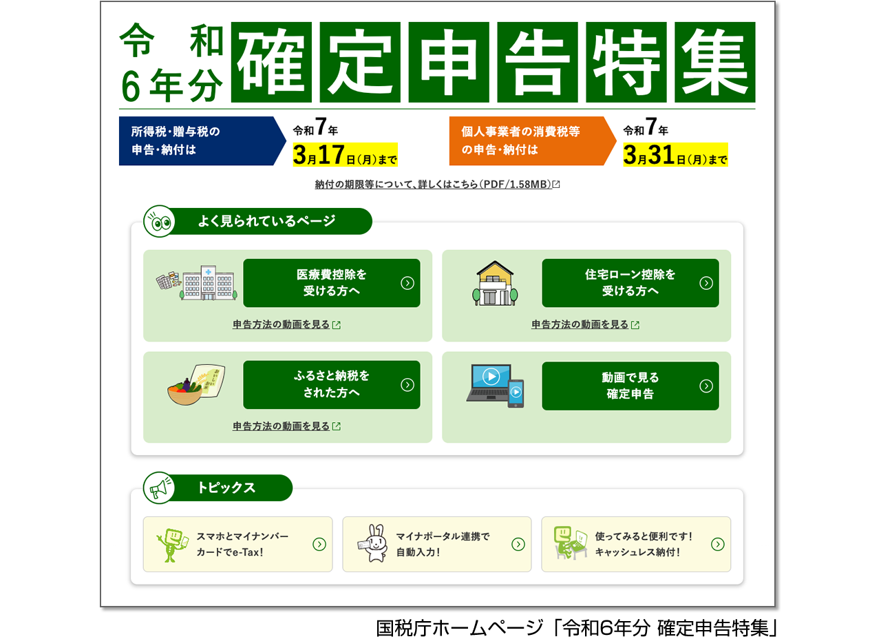 ■国税庁ホームページ「令和6年分　確定申告特集」